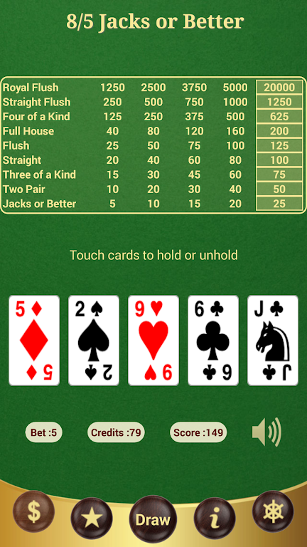 8/5 Jacks or Better Poker Captura de pantalla 1