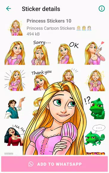 Princess Cartoon WAsticker Tangkapan skrin 1