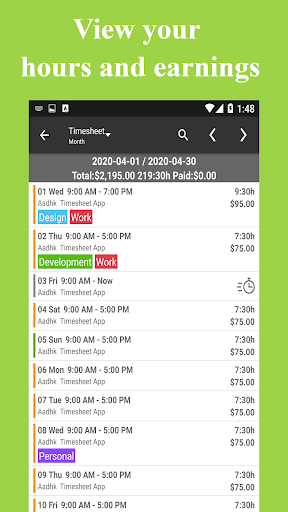 Timesheet – Work Hours Tracker Zrzut ekranu 2