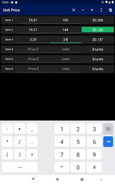 Unit Price Comparison Zrzut ekranu 3