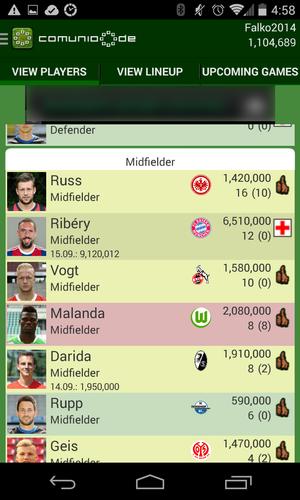 Comunio Schermafbeelding 2