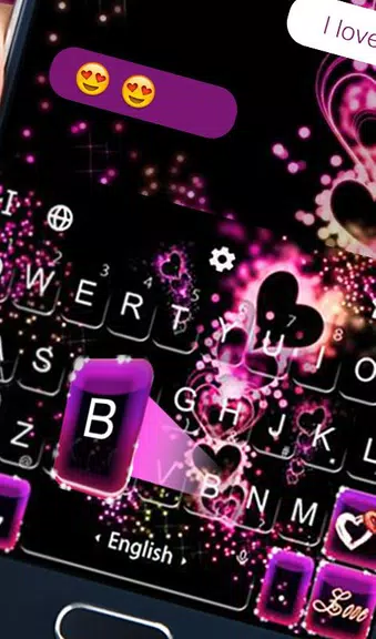 Sparkling Purple Heart Keyboard Theme ဖန်သားပြင်ဓာတ်ပုံ 2