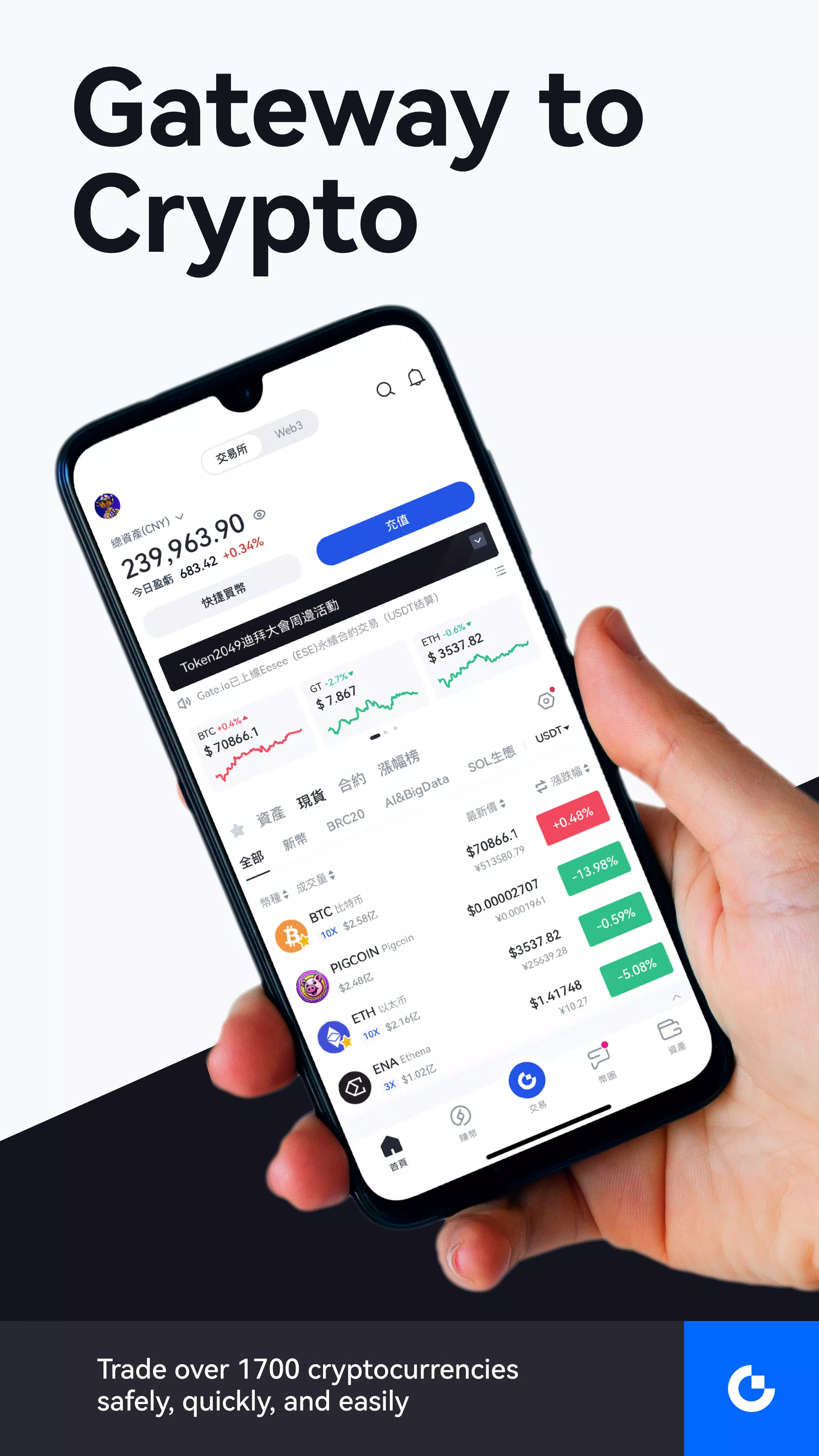 Gate.io 交易所 - 購買比特幣和千種虛擬貨幣應用截圖第0張