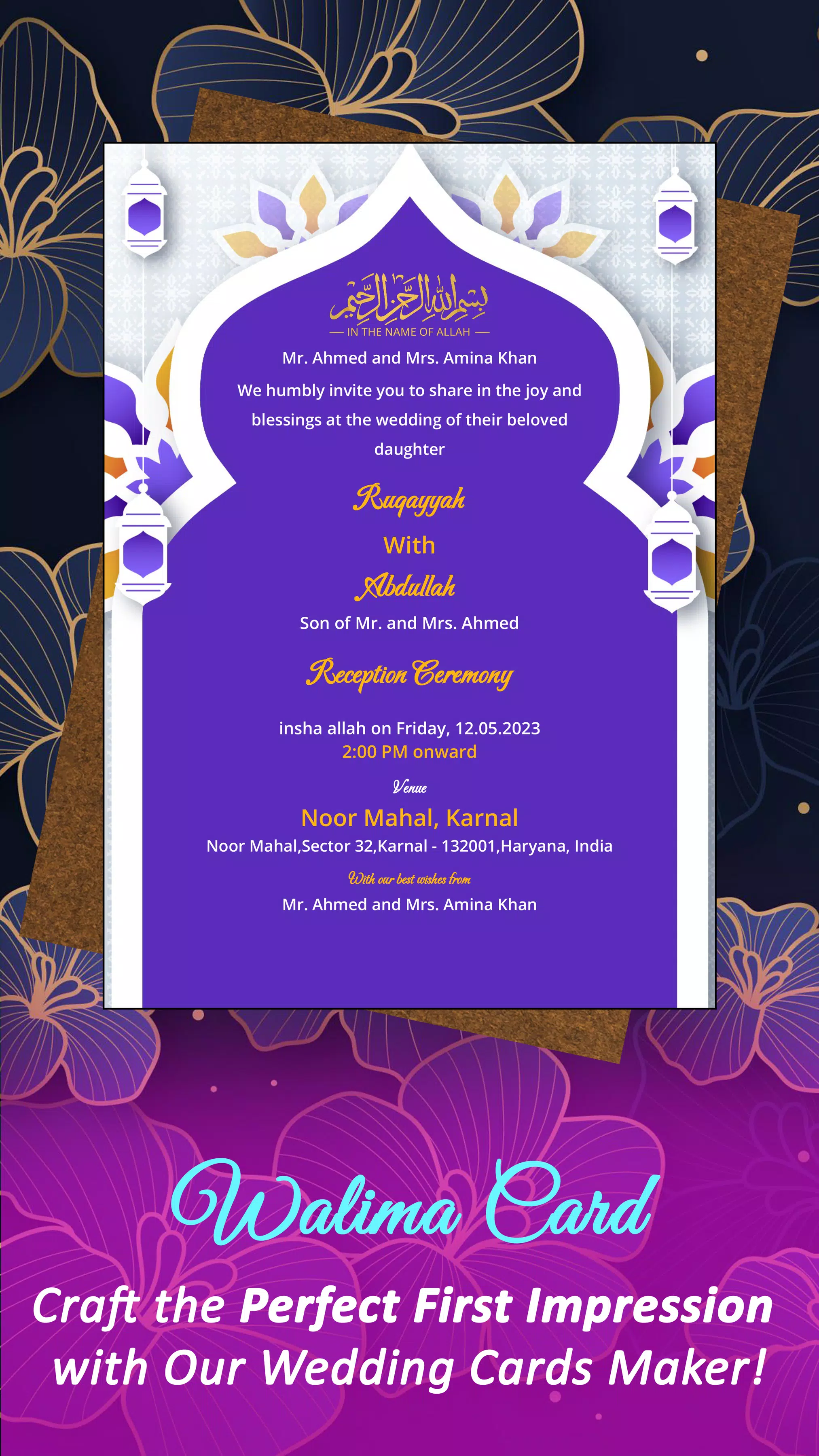 Muslim Wedding Card Maker Captura de tela 2