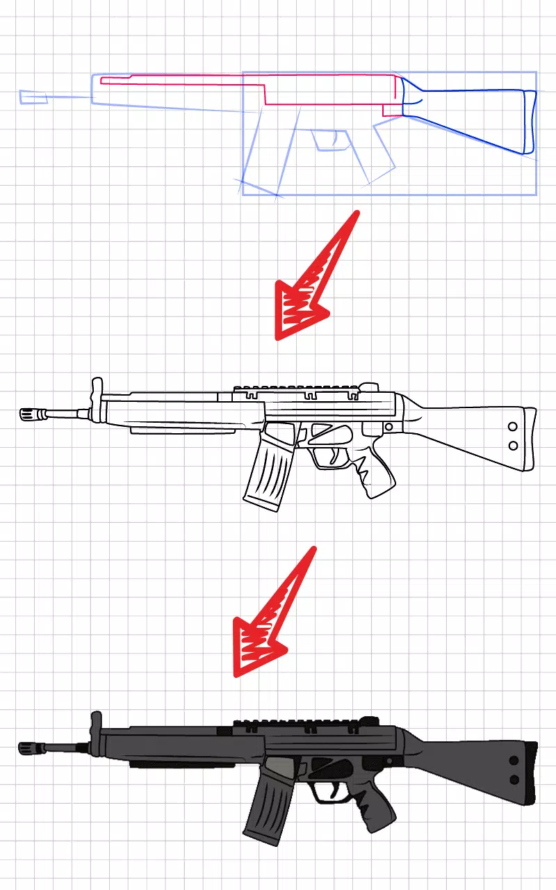 How to draw weapons step by st Schermafbeelding 2