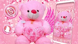 Pink Teddy Bear Theme Zrzut ekranu 1