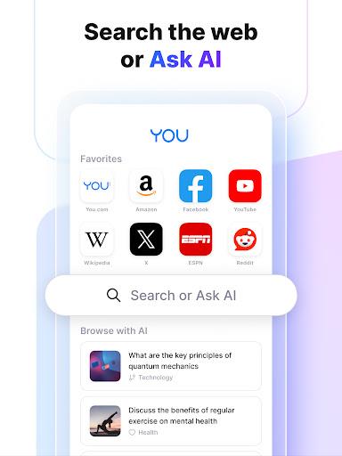 You.com AI Search and Browse Ekran Görüntüsü 1