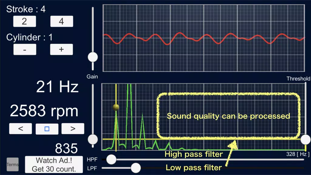 Engine Sound Analyzer:RPM Calc Скриншот 3