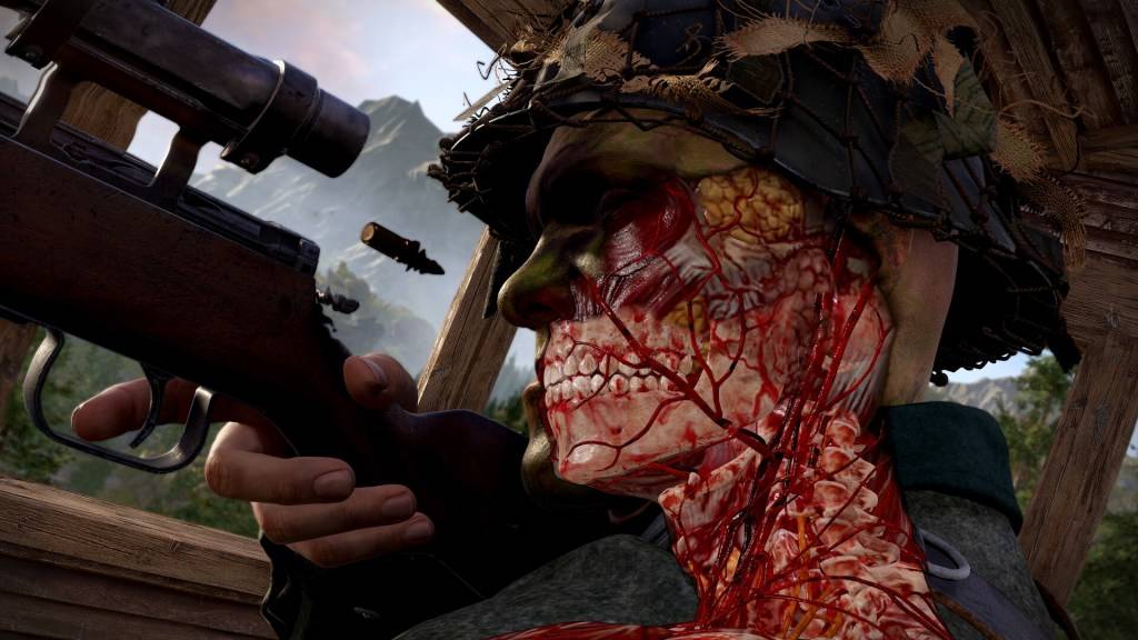 Sniper Elite Resistance Bullet na pumapasok sa isang bungo