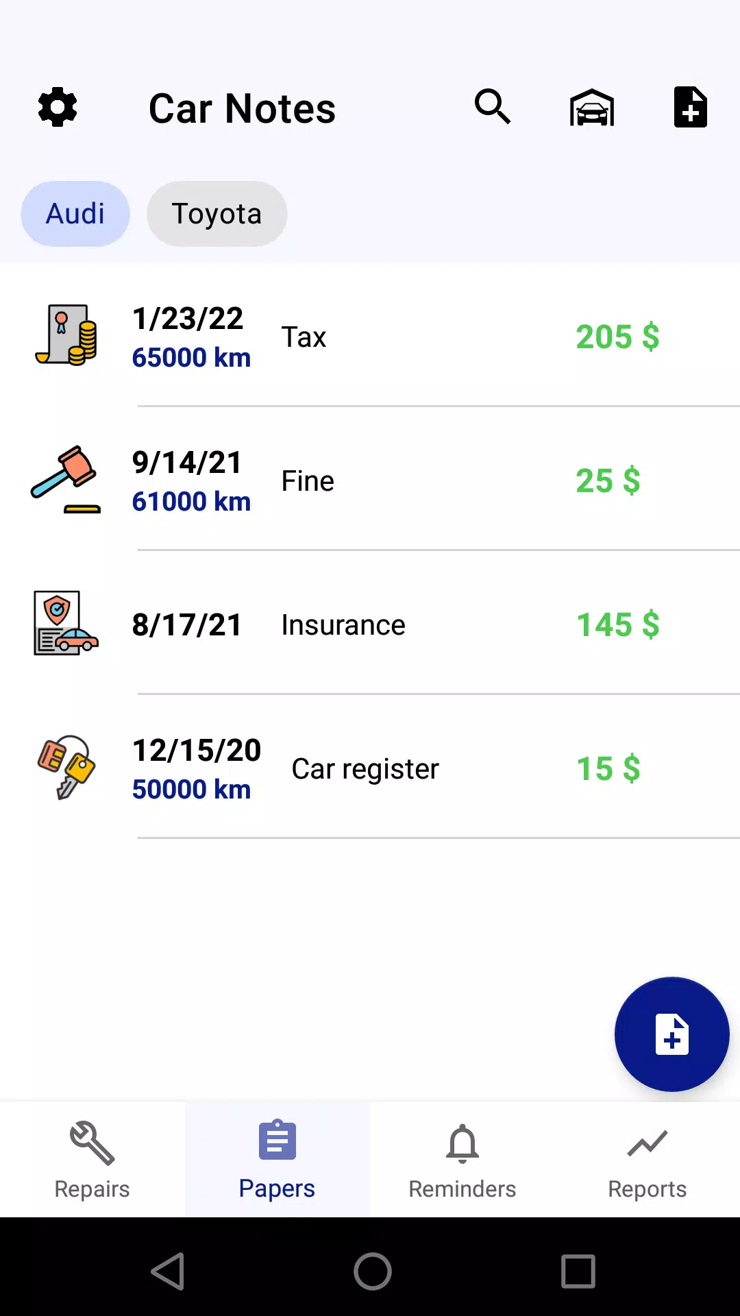 Schermata Car service tracker 1