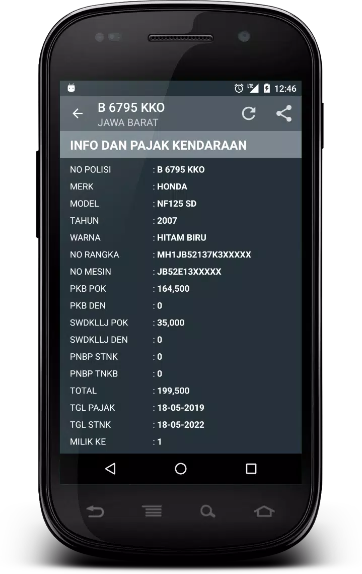 Cek Pajak Kendaraan Ekran Görüntüsü 2