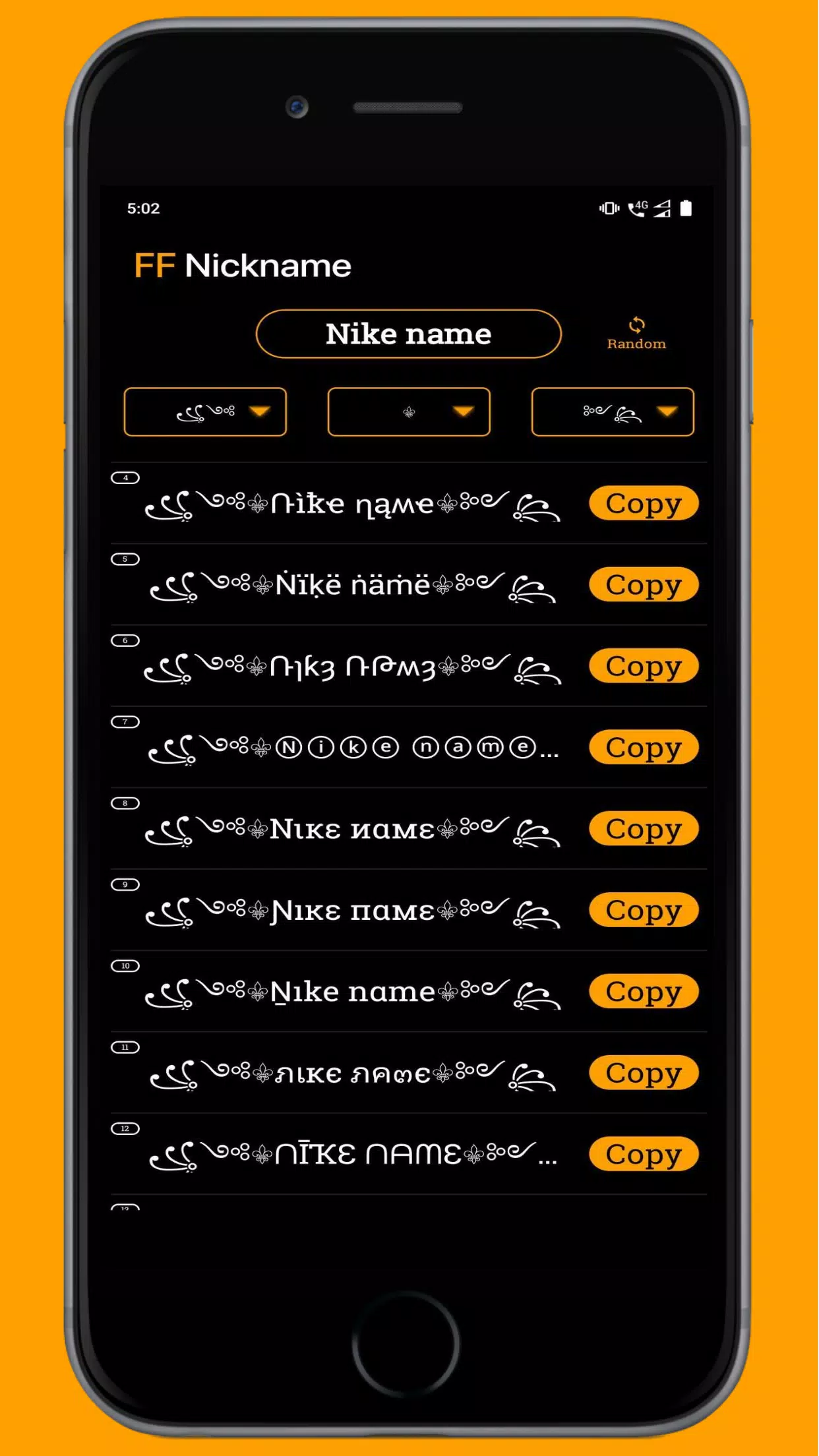 FF Name Creator - Nickname Generator For Games Zrzut ekranu 3