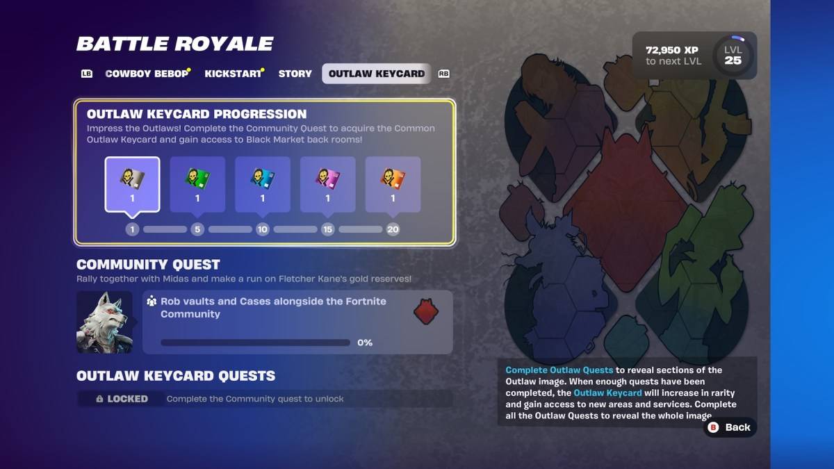 Atualizações de cartão -chave fora da lei no Fortnite Capítulo 6.