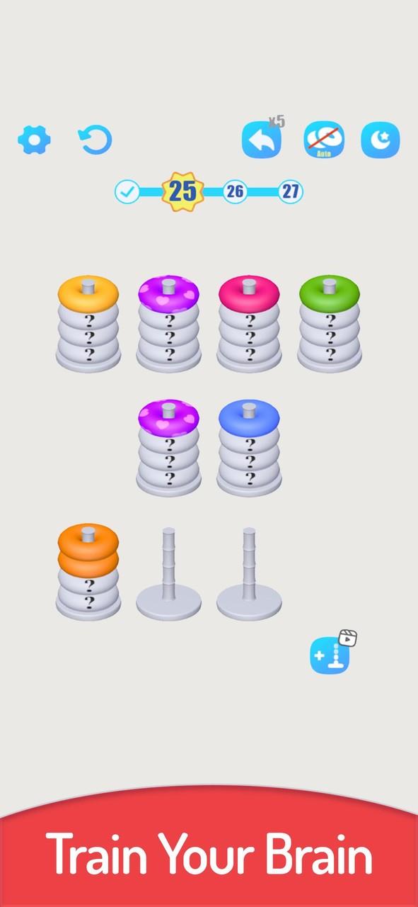 3D Color Sort Hoop Stack Ekran Görüntüsü 1