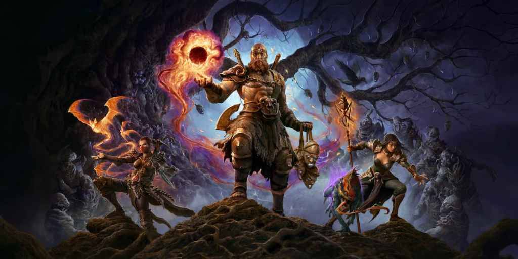 Diablo 4 Promo Art presentatie van seizoen 7 klassenranglijst.