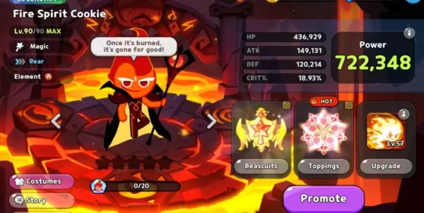 Fire Spirit Cookie showcases his explosive power in CookieRun: Kingdom