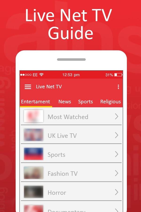 Live Net TV Streaming Guide ဖန်သားပြင်ဓာတ်ပုံ 1