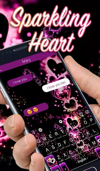 Sparkling Purple Heart Keyboard Theme ဖန်သားပြင်ဓာတ်ပုံ 1