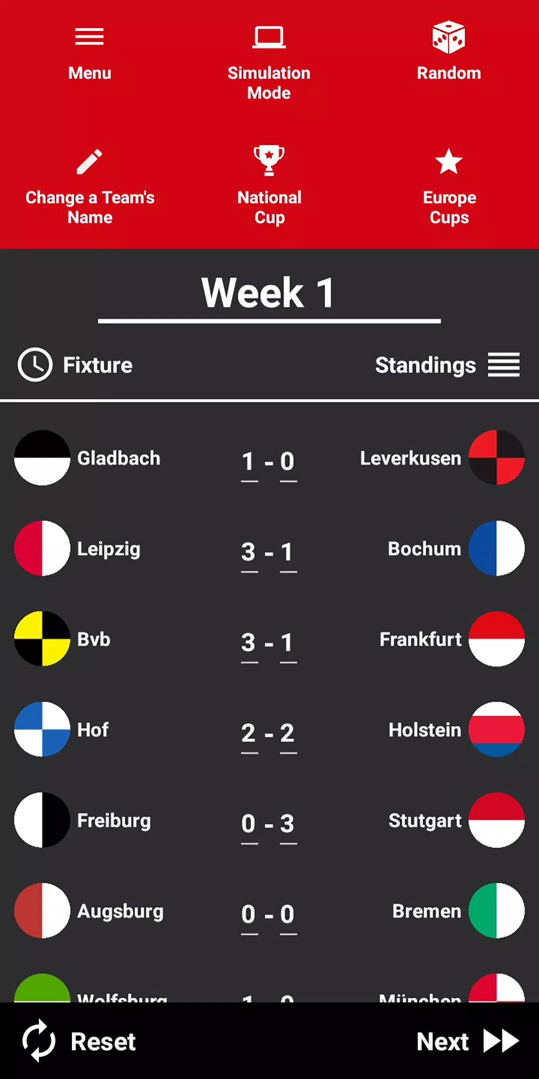 Schermata German League Simulator Game 0