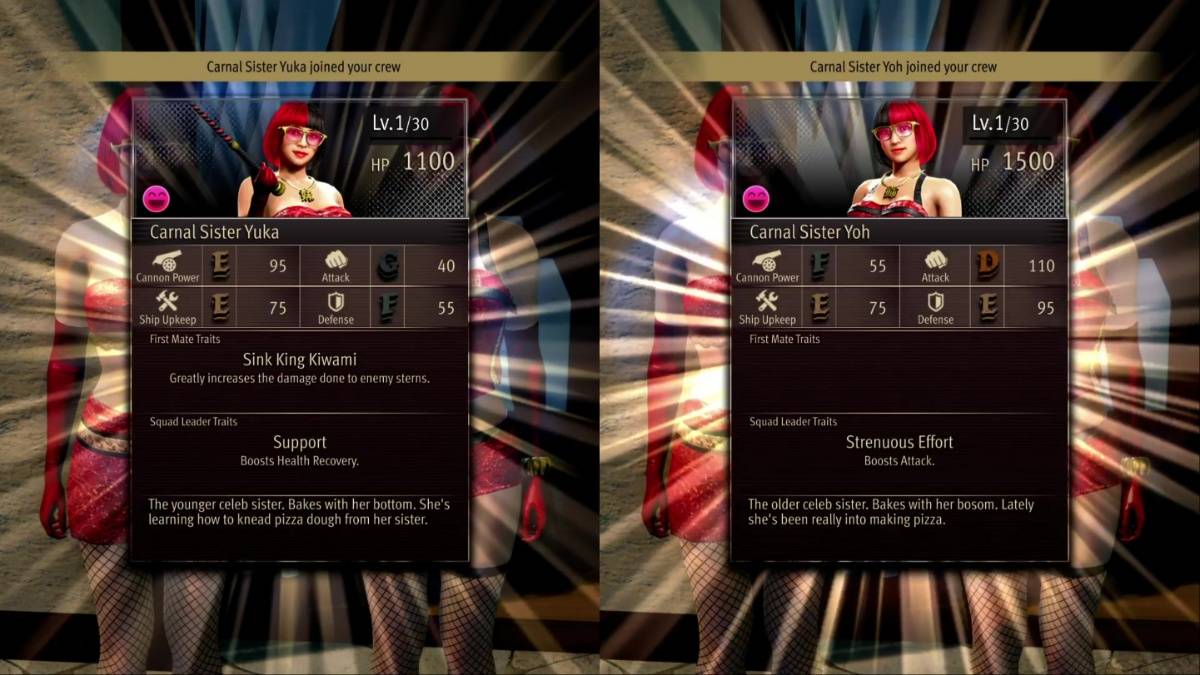 The Carnal Sisters' crew members stats in LaD: Pirate Yakuza in Hawaii