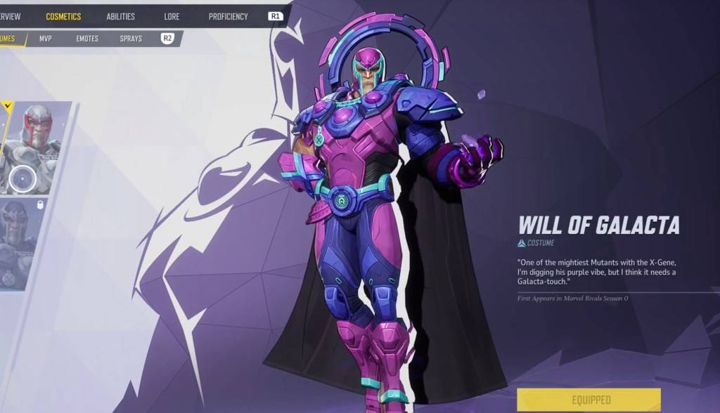 Magneto dans sa volonté de Galacta Skin dans le menu de sélection