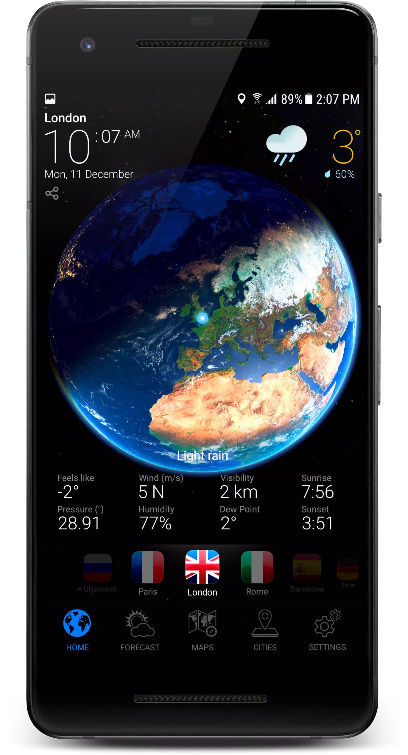 3D EARTH PRO - local forecast Captura de pantalla 0