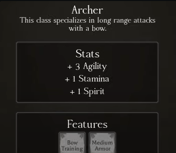 Isang screen ng paglikha ng character para sa Archer sa Rune Slayer