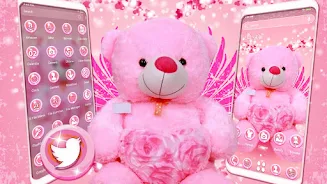 Pink Teddy Bear Theme Ekran Görüntüsü 0