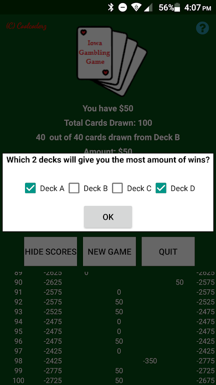 Iowa Gambling Game: Decision Making With Cards ภาพหน้าจอ 2