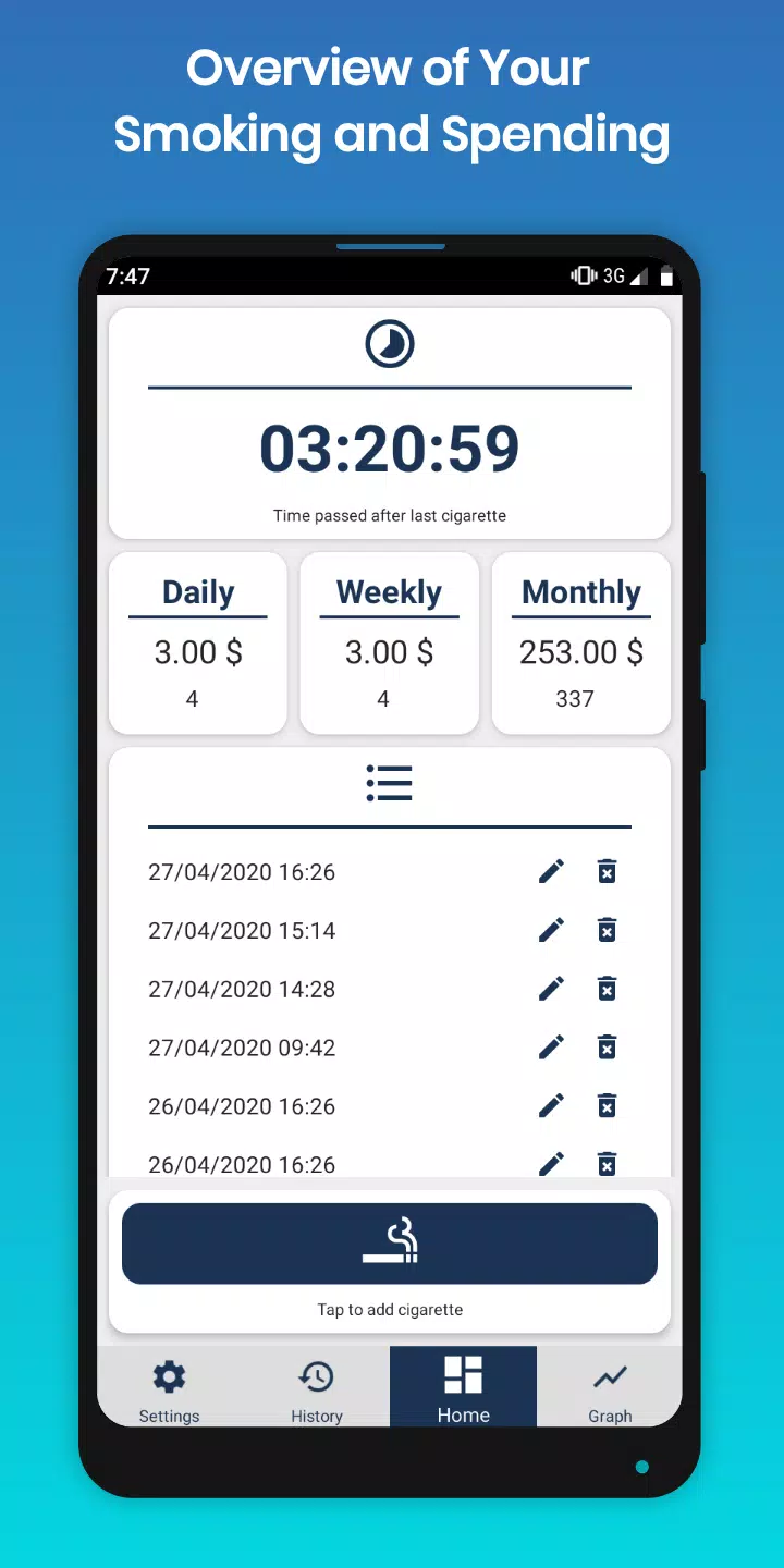 Cigarette Counter and Tracker Captura de pantalla 1