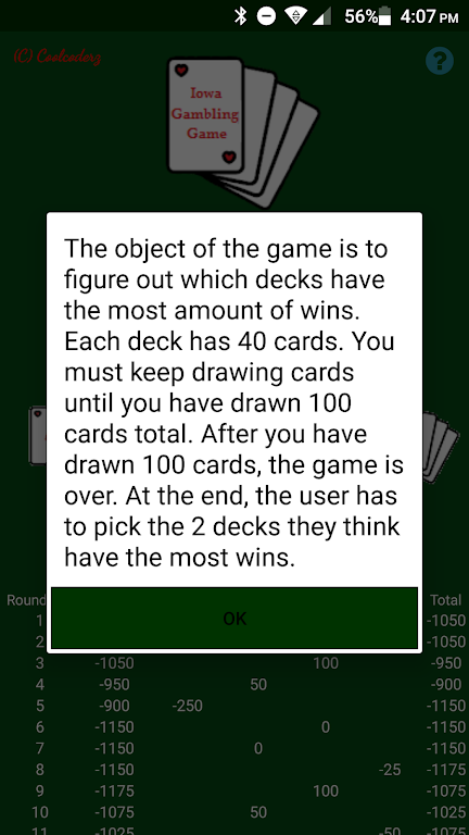 Iowa Gambling Game: Decision Making With Cards ภาพหน้าจอ 1