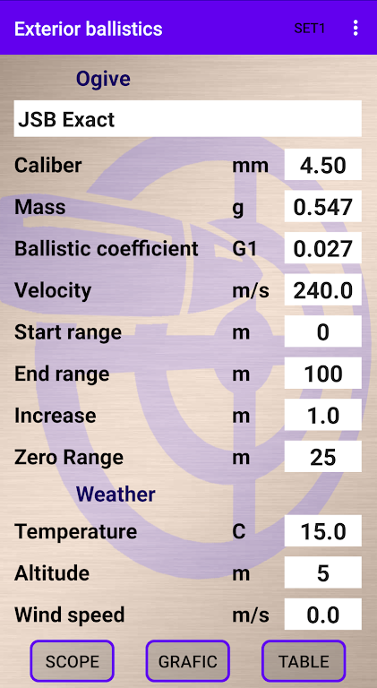 External ballistics calculator Zrzut ekranu 0