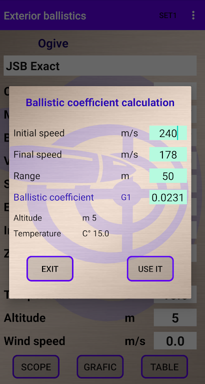 External ballistics calculator Captura de tela 3