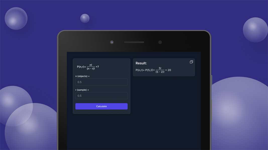 Permutations Calculator Capture d'écran 0