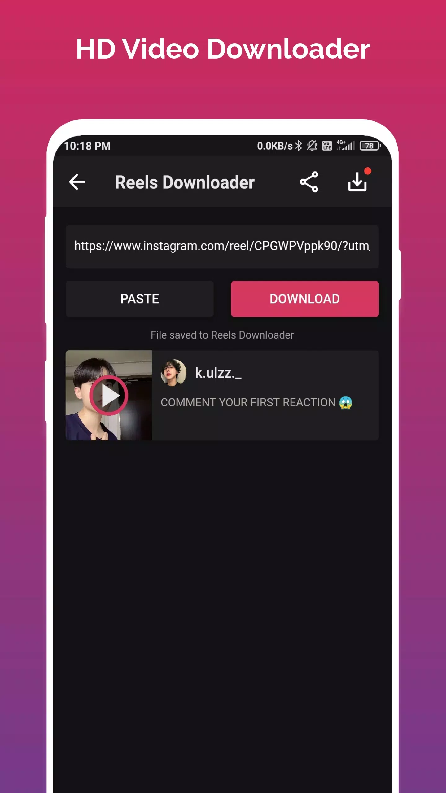 Reels Video Downloader ภาพหน้าจอ 0