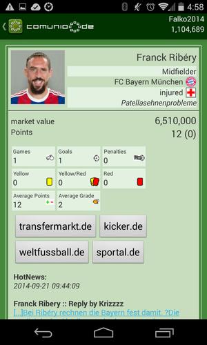 Comunio Schermafbeelding 1