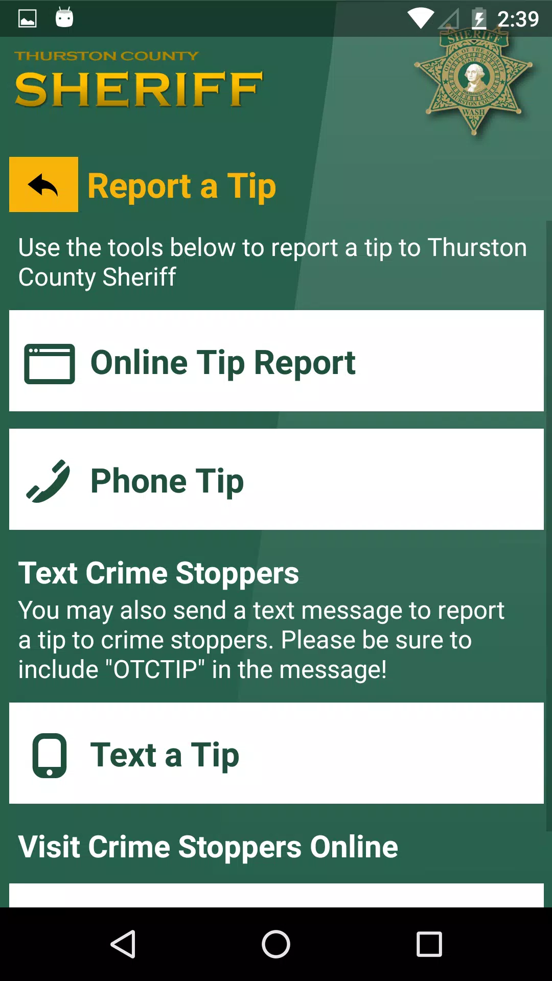 Thurston County Sheriff Screenshot 1