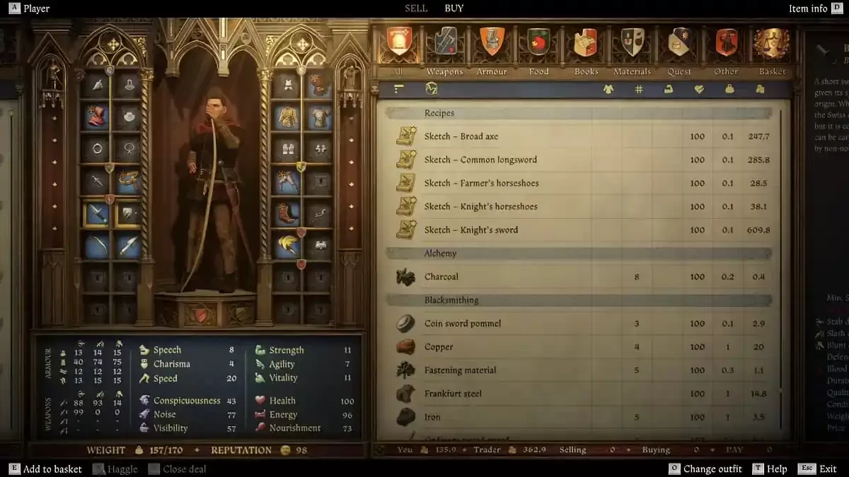 奥西娜在《天国拯救 2》中出售素描作品