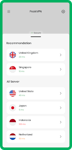 PeakVPN - Fast And Secure ဖန်သားပြင်ဓာတ်ပုံ 1