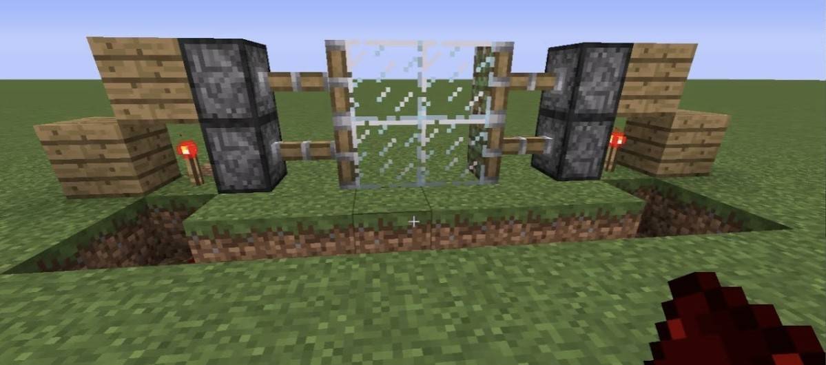 Mechanische geautomatiseerde deur in Minecraft