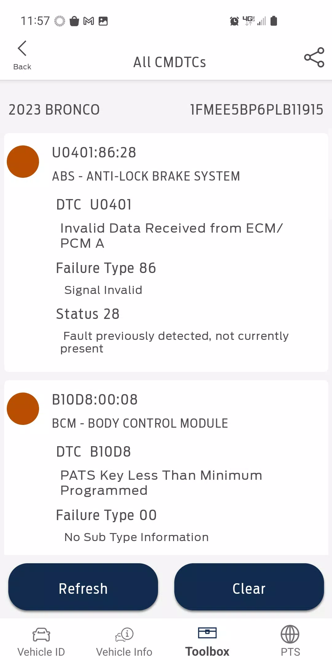 Schermata Ford DiagNow 2