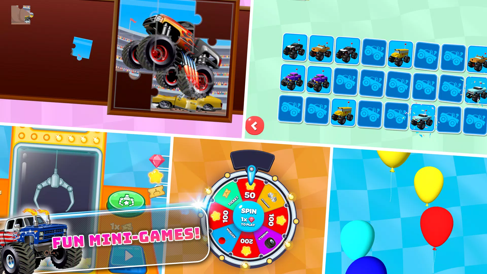 Monster Trucks Kids Race Game Captura de pantalla 3