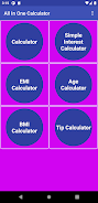 All In One Calculator ဖန်သားပြင်ဓာတ်ပုံ 0