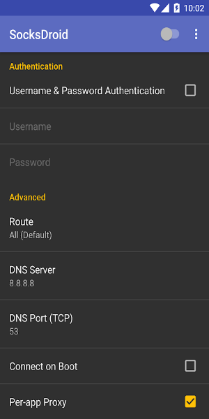 Schermata SocksDroid 2