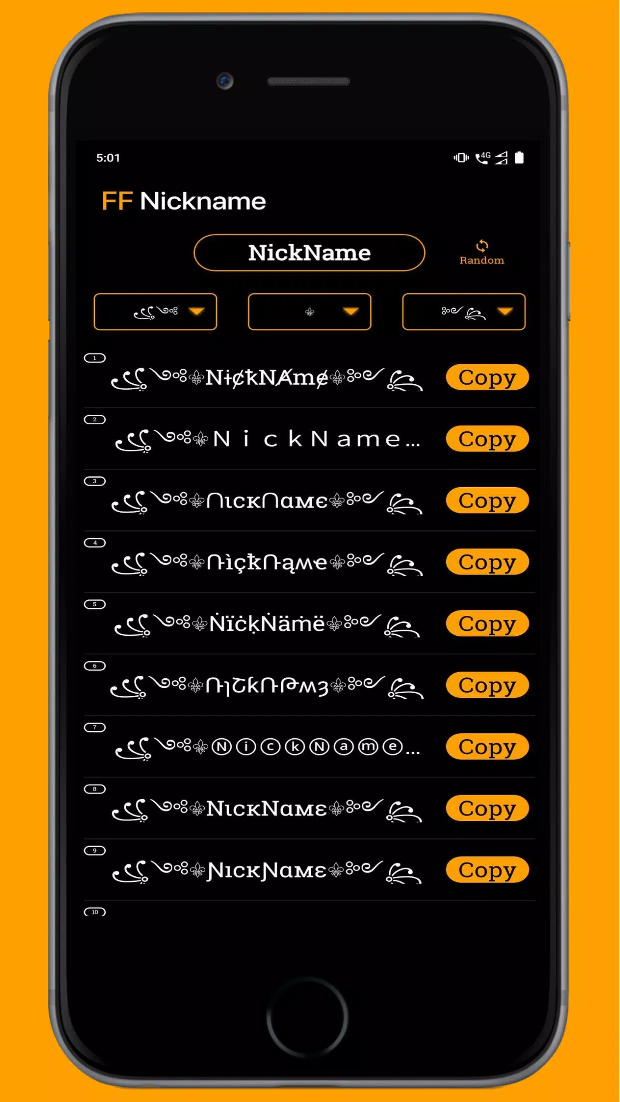 FF Name Creator - Nickname Generator For Games Zrzut ekranu 1