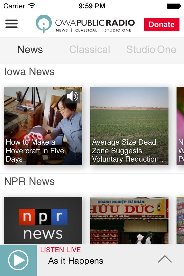 Iowa Public Radio App Captura de tela 1