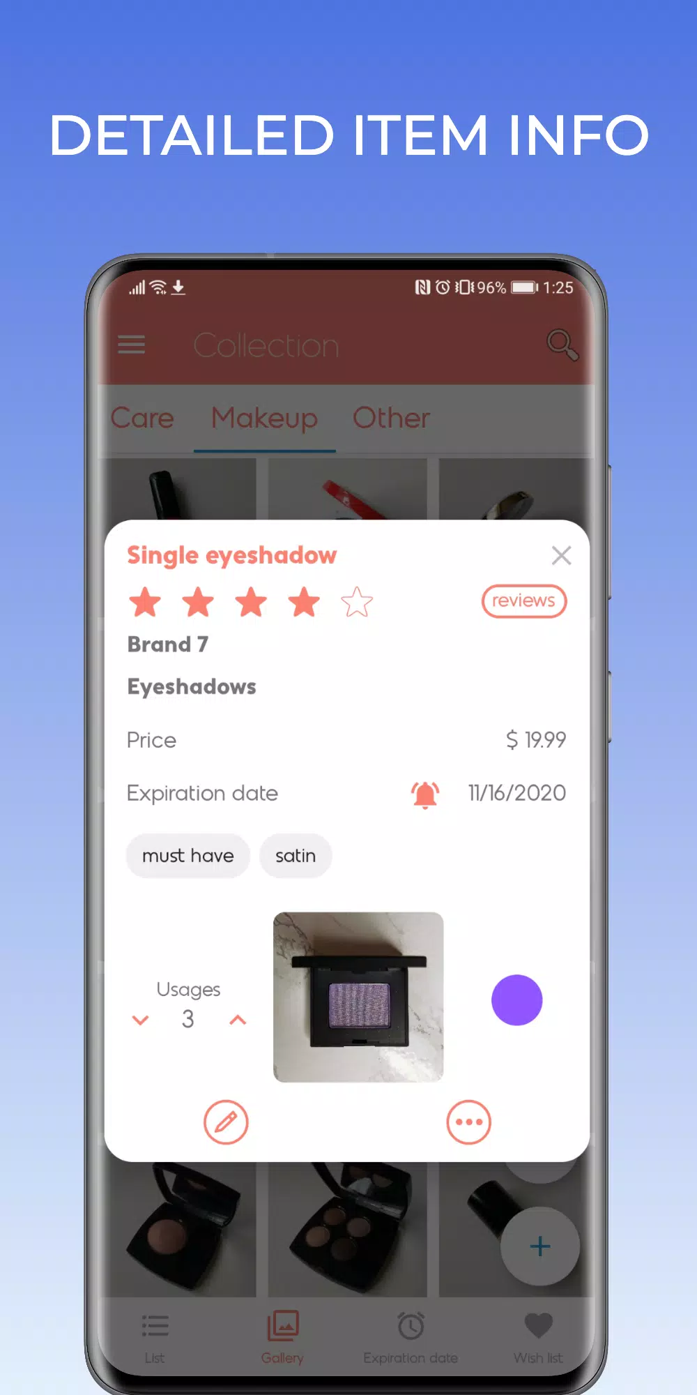 Beautistics: Makeup Organizer Screenshot 1