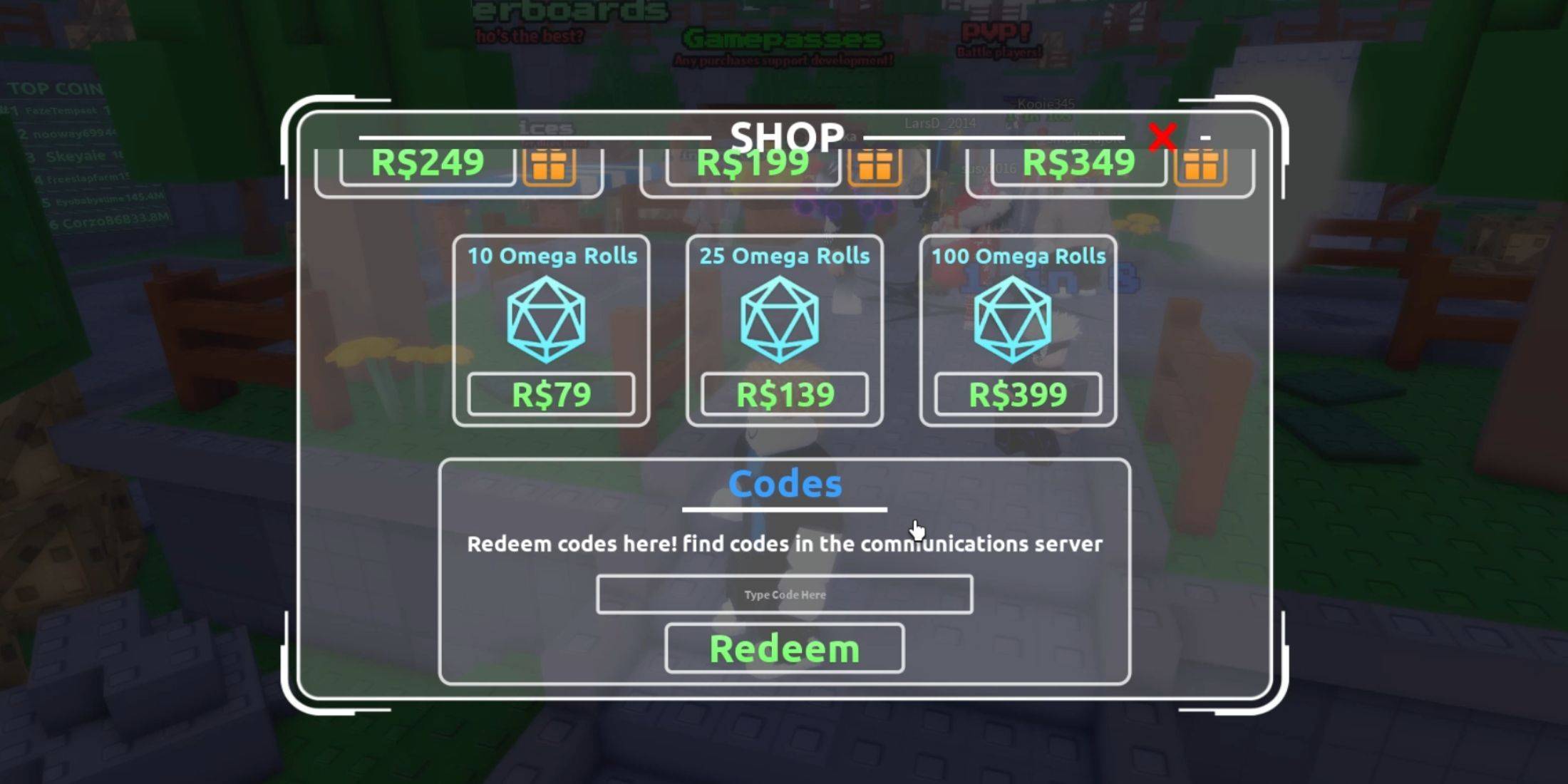 Image: Code Redemption Interface