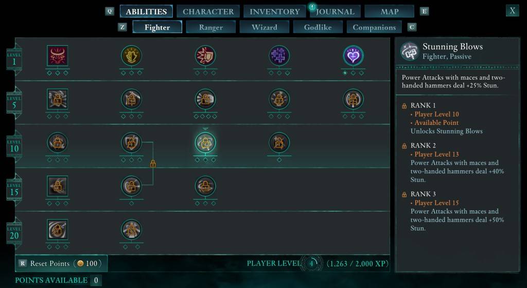 An image showing the Abilities screen in Avowed as part of a guide to how to respec in the game.