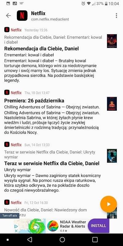 Notifications archive Zrzut ekranu 1